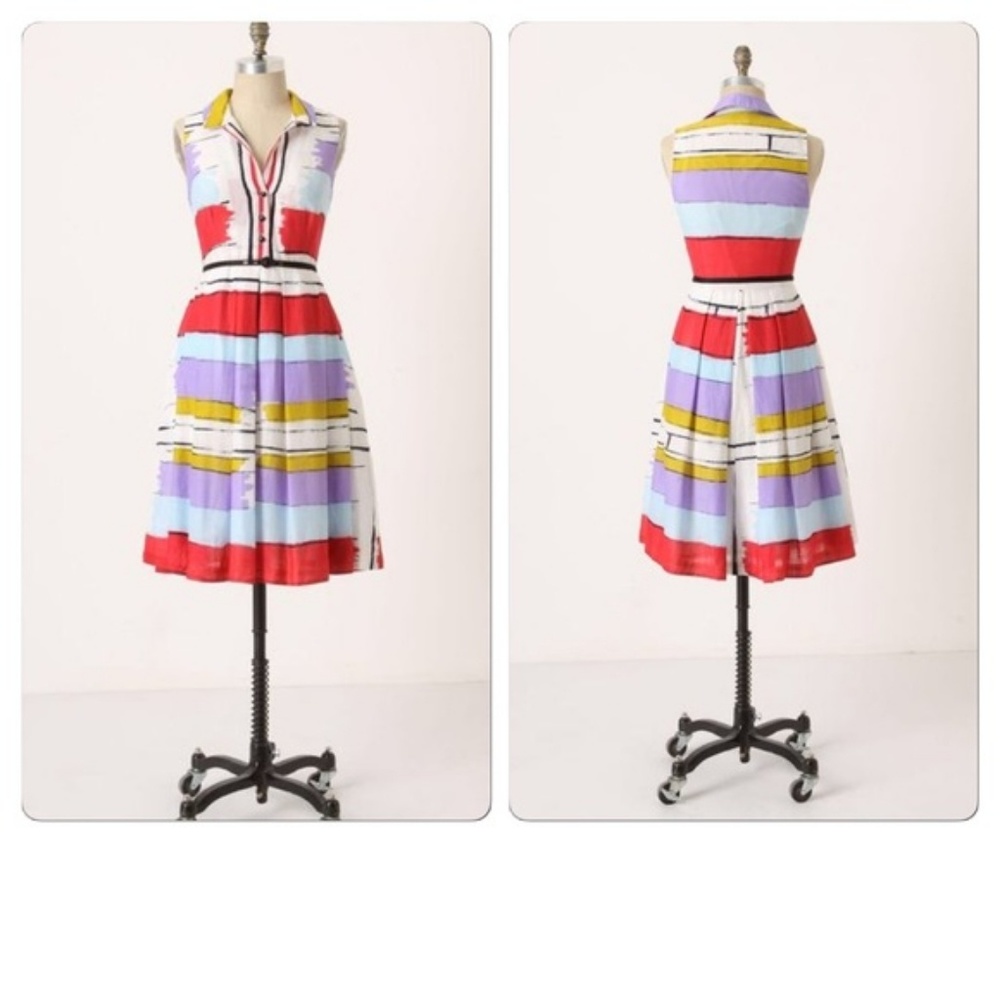 Anthropologie Floreat Striped Shirt Dress Sz4